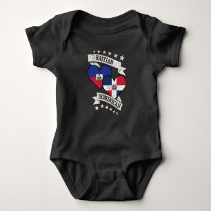 Haitian Dominican Heart Flags Haiti Dominikanische Baby Strampler