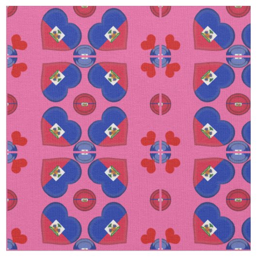 Haitian Flag & Haiti Heart fashion Fabric Stoff (Nahaufnahme)