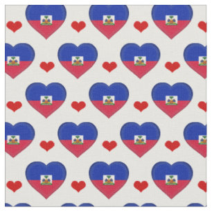 Haitian Flag & Red Heart mode Fabric /Haiti Stoff