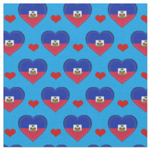 Haitian Flag & Red Heart mode Fabric /Haiti Stoff