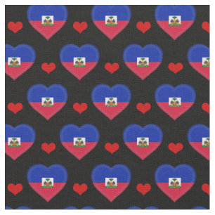 Haitian Flag & Red Heart mode Fabric /Haiti Stoff