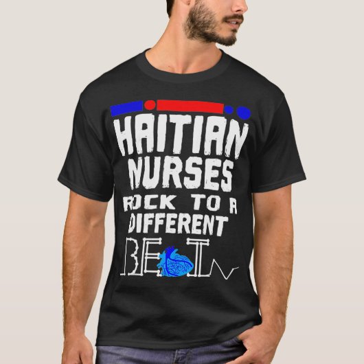 Haitian Nurse Flag Heartbeat Black Afro Haiti RN T-Shirt (Vorderseite)
