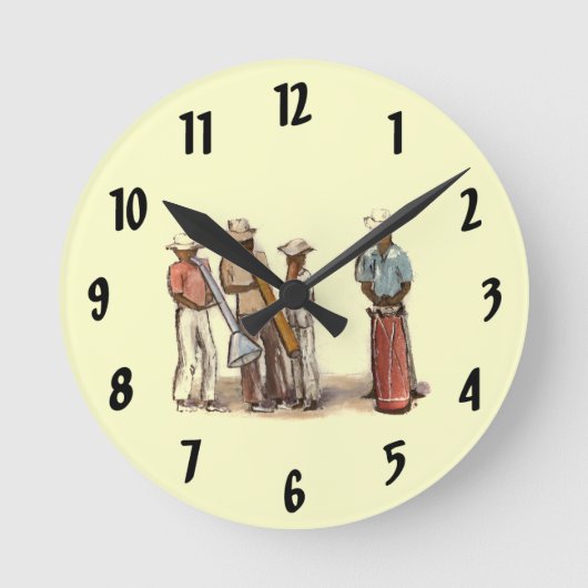 Haitian Street Musicians Clock Runde Wanduhr (Vorderseite)
