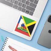 Haitianisch-jamaikanische Flagge | Die Hälfte Jama Aufkleber (Laptop mit iPhone)
