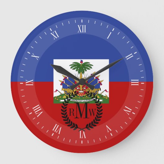 Haitianische Flagge Große Wanduhr (Vorderseite)