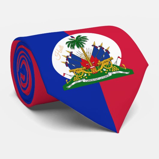 Haitianische Flagge & Haitianisches Geschäft, Patr Krawatte (Gerollt)