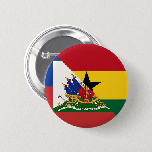 Haitianische Flagge | Half Haiti Ghana Button (Vorne & Hinten)