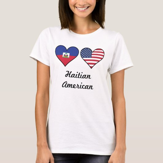 Haitianische Flagge-Herzen T-Shirt (Vorderseite)