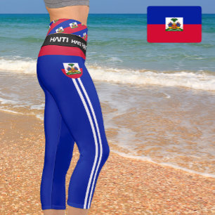 Haitianische Flagge, Mode, Fitness, Sport Capri Leggings