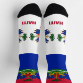 Haitianische Flagge Patriotisch, Nachhaltig Haiti Socken (Oben)