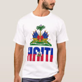 Haitianische Flagge und Wappen Patriotisch T-Shirt (Vorderseite)
