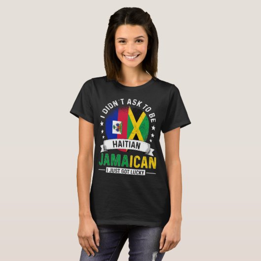 Haitianische jamaikanische Flaggen Stolperflagge T-Shirt (Vorne ganz)