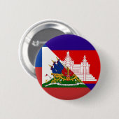 Haitianische kambodschanische Flagge | Haiti Halb Button (Vorne & Hinten)