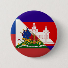 Haitianische kambodschanische Flagge | Haiti Halb Button