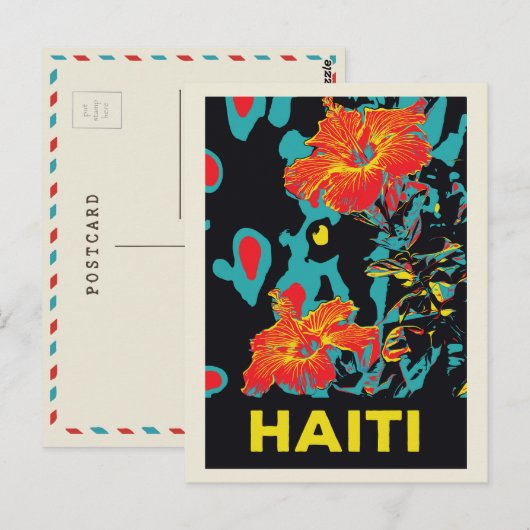 Haitianische Postkarte für Karibischen Hibiskus (Vorne/Hinten)