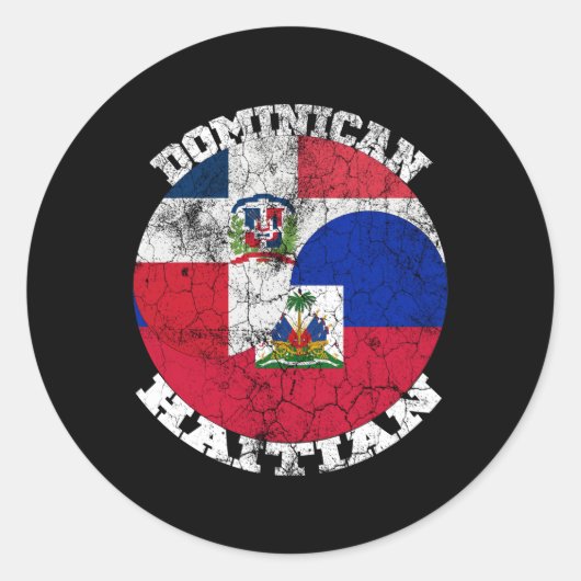Haitianische und dominikanische Flagge Hälfte hait Runder Aufkleber (Vorderseite)