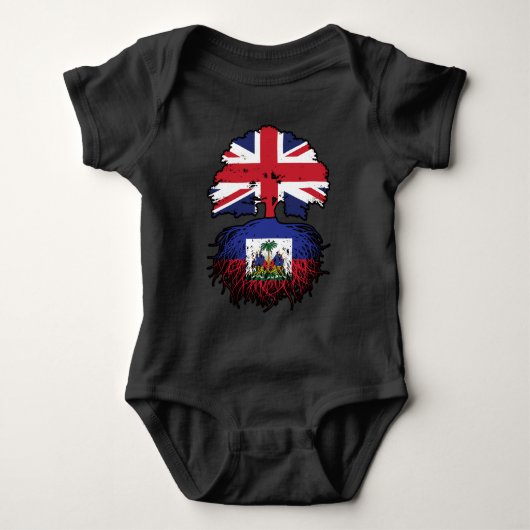 Haitianischer Britischer Tree-Roots-Flag Baby Strampler (Vorderseite)