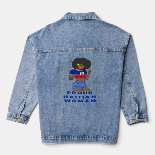 Haitianischer Flaggentag Proud Woman Ayiti Girl 9 Jeansjacke (Rückseite)