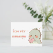 Haitianischer Muttertag Gruß mit Cartoon Dino Postkarte (Stehend Vorderseite)