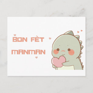 Haitianischer Muttertag Gruß mit Cartoon Dino Postkarte