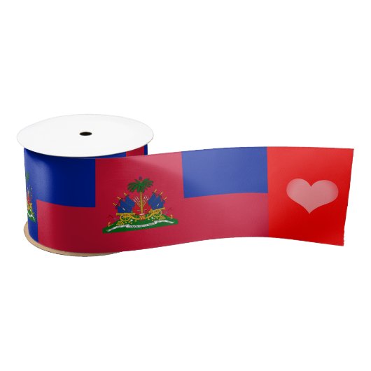 Haitianisches Flaggenband, Emblem, Herz, Haiti Satinband (Spule)