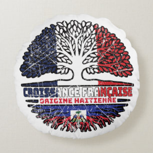 Haitianisches Französisch-Tree-Roots-Flag Rundes Kissen