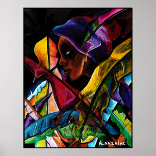 Haitienne en Vitraux IV - entoilage De-Pastell Poster