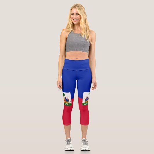 Haitis-Flagge Capri Leggings (Vorderseite)