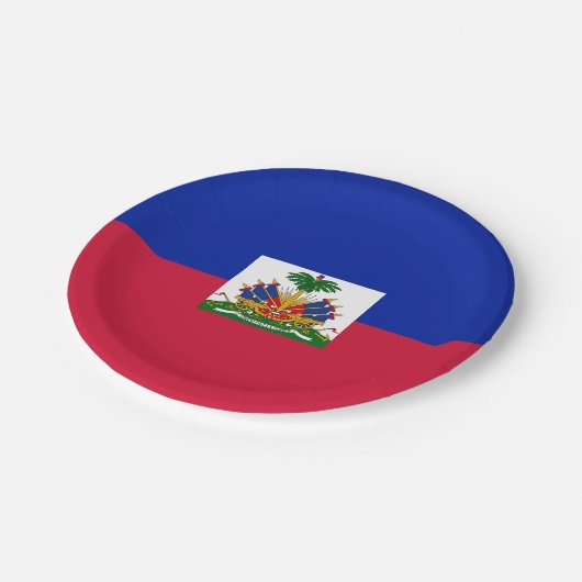 Haitis-Flagge Pappteller (Schrägansicht)