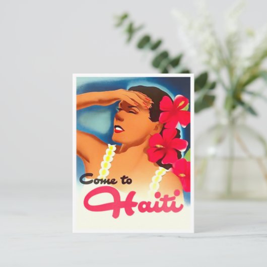 Haitis Vintage Reise Postkarte (Stehend Vorderseite)