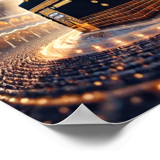 HajjMeal&NightViewofKaabaAI Poster (Ecke)