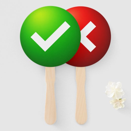 Häkchen X Mark Quiz Spiel Paddel Zeichen Fächer (Vorne und Hinten)