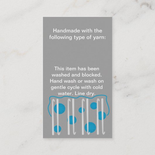 Häkelarbeit-Hangtag oder Visitenkarte (Rückseite)