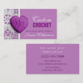 Häkelarbeit - Herz-geformtes Garn-lila Visitenkarte (Vorne/Hinten)