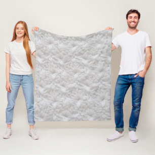 Häkelarbeit-Muschel-Stich-Garn-Grau u. Weiß Fleecedecke