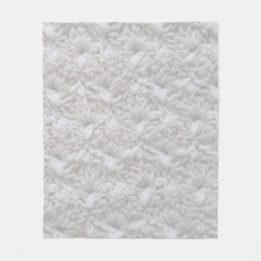Häkelarbeit-Muschel-Stich-Garn-Grau u. Weiß Fleecedecke (Vorderseite)