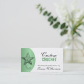 Häkelarbeit - sternförmige Garn-Grün-Visitenkarten Visitenkarte (Stehend Vorderseite)