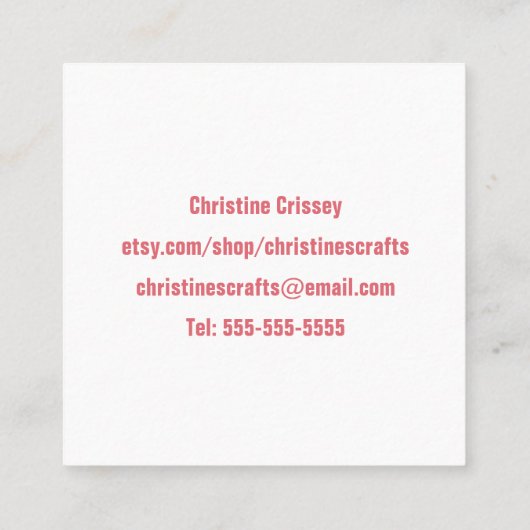 Häkelarbeit-/Strickrosa Quadratische Visitenkarte (Rückseite)