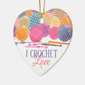 Häkelarbeithaken-Garn-Liebe Weihnachtsverzierung Keramikornament (Links)