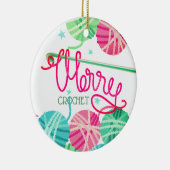 Häkelarbeithaken Garnbaumverzierung froher Keramikornament (Rechts)