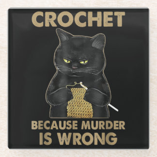 Häkelchen, weil Mord ist falsche Crochet Black Cat Glasuntersetzer