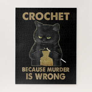 Häkelchen, weil Mord ist falsche Crochet Black Cat Puzzle
