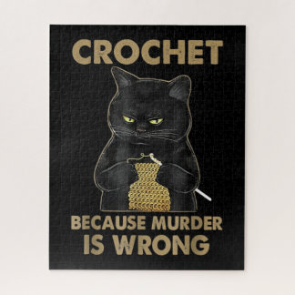 Häkelchen, weil Mord ist falsche Crochet Black Cat Puzzle