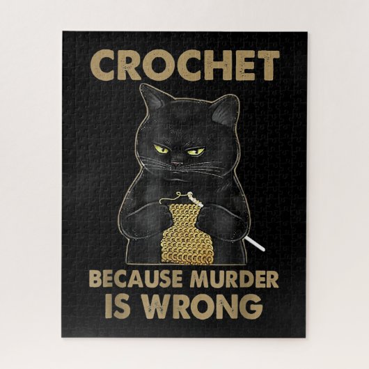 Häkelchen, weil Mord ist falsche Crochet Black Cat Puzzle (Vertikal)