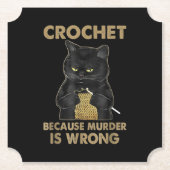 Häkelchen, weil Mord ist falsche Crochet Black Cat Untersetzer (Vorderseite)