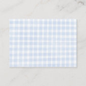 Häkeldeckchen-Rahmen Blau Gingham Brautparty Begleitkarte (Rückseite)