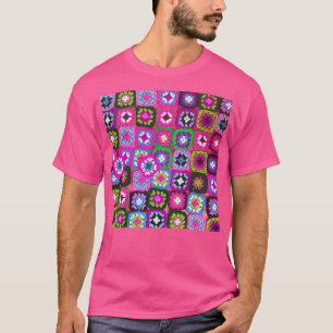 Häkeldecke Oma-Quadrat vintage Lang T-Shirt