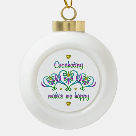 Häkelei macht mich glücklich keramik Kugel-Ornament (Vorderseite)