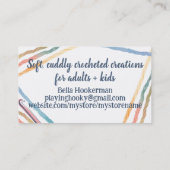 Häkelhaken aus Aquarellgarn, hausgemachte Verpacku Visitenkarte (Rückseite)