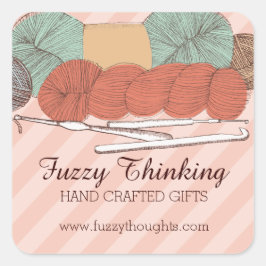 Häkelhaken aus Knetfäden mit Prägung Quadratischer Aufkleber